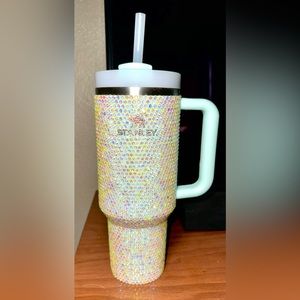 Custom Handmade Bejeweled/Bedazzled 40oz Stanley Adventure Quencher in Mint